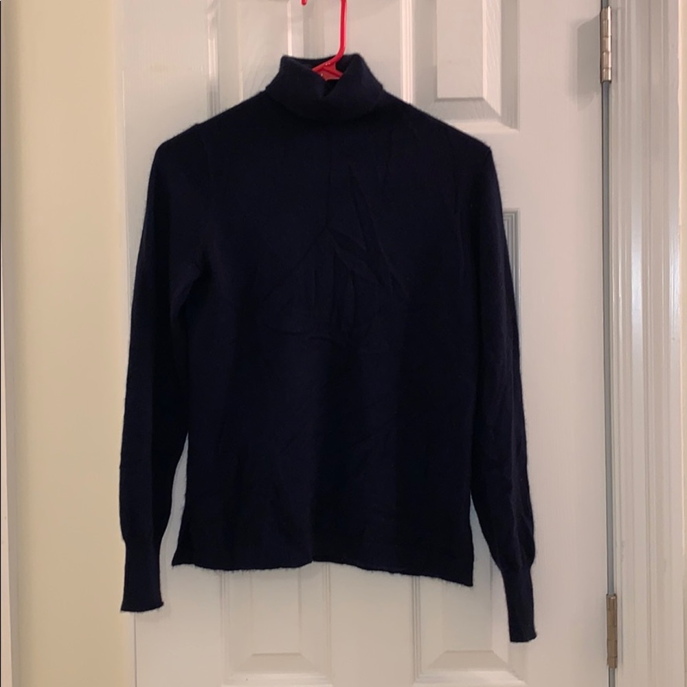 J crew navy cashmere turtleneck sweater